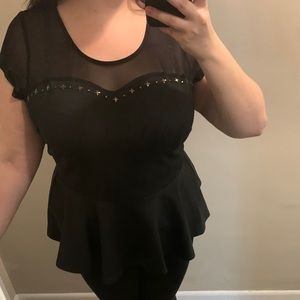 Black peplum top